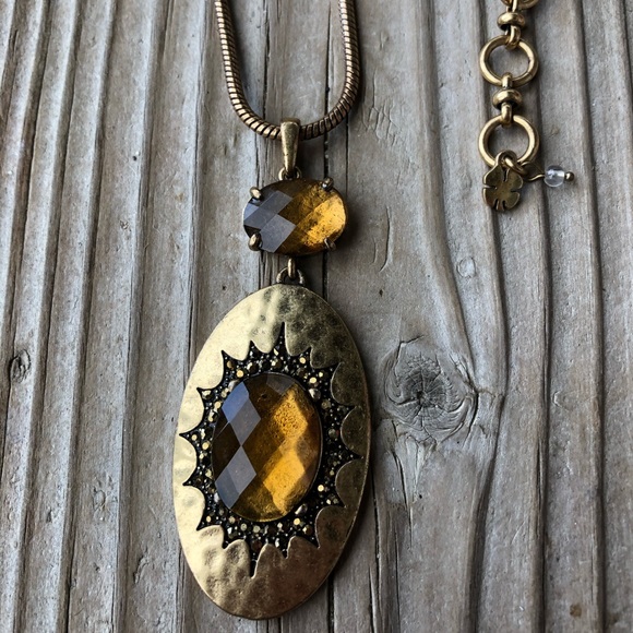 Lucky Brand Jewelry - Lucky Brand Antique Gold Amber Crystal Pendant!